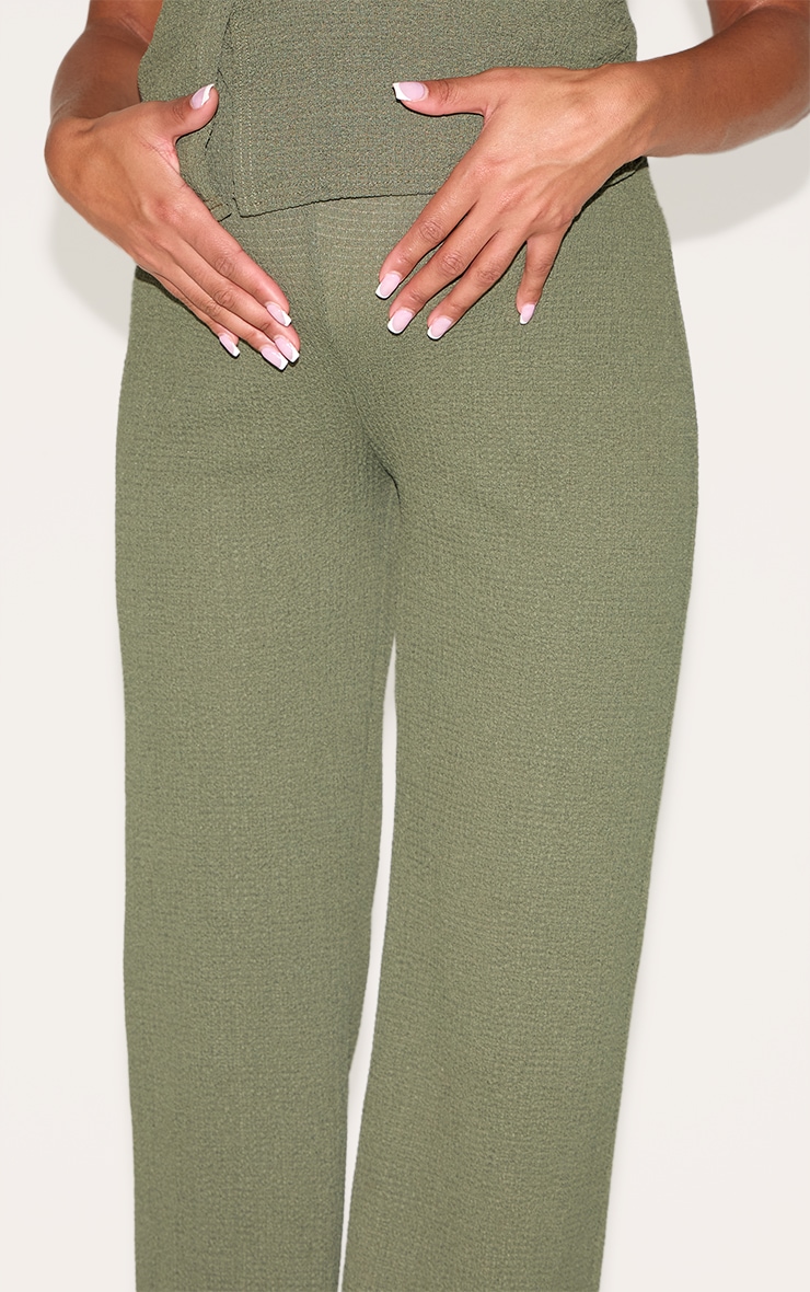Maternity Dark Khaki Textured Wide Leg Trousers image 4