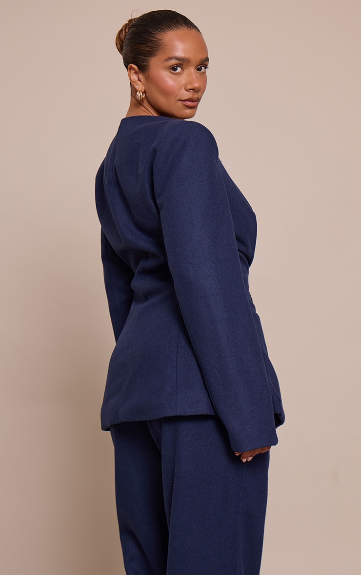 Shape Navy Wool-Look Cross Over Blazer image 2