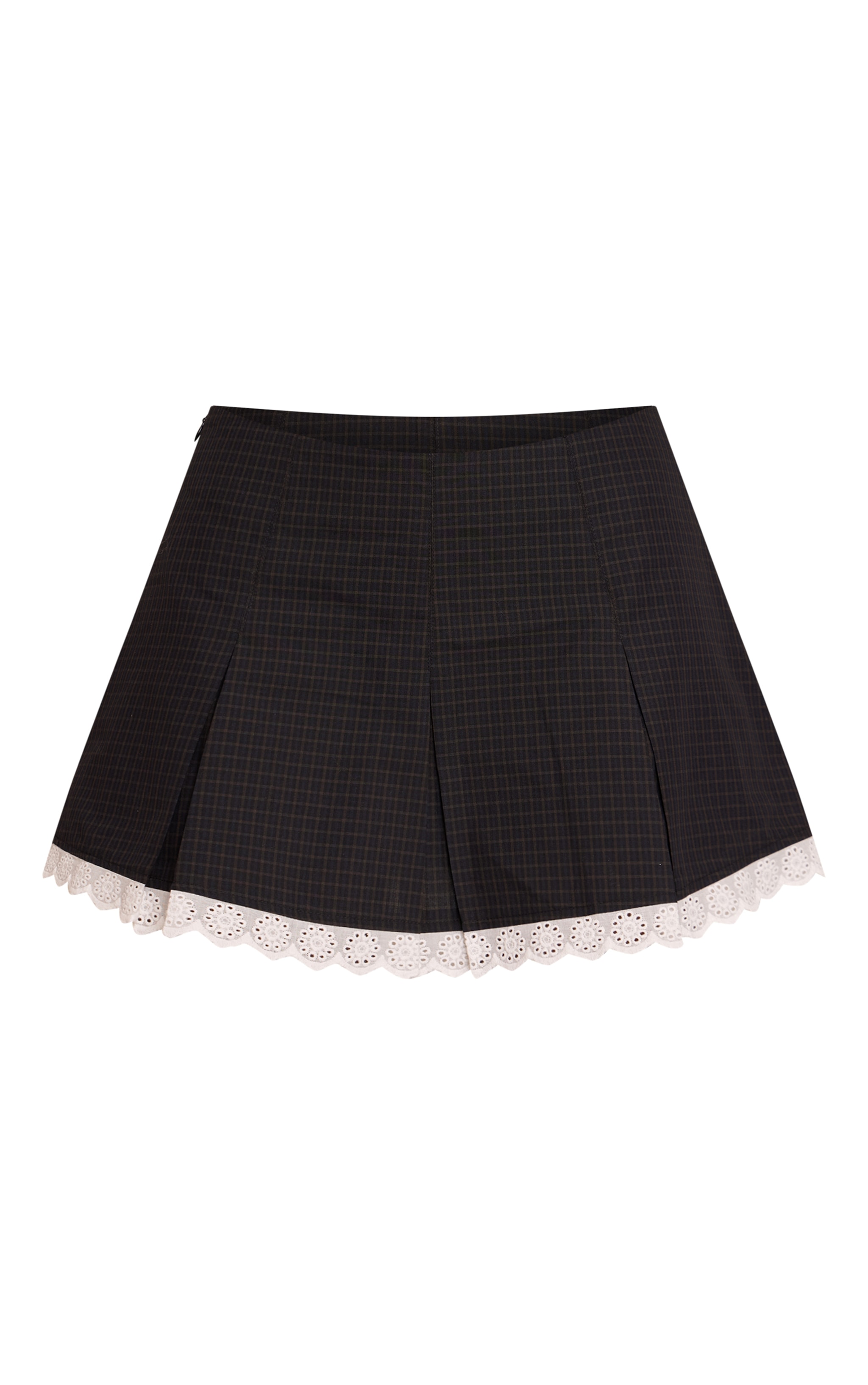 Dark Green Check Tailored Woven Box Pleat Skater Skort image 6