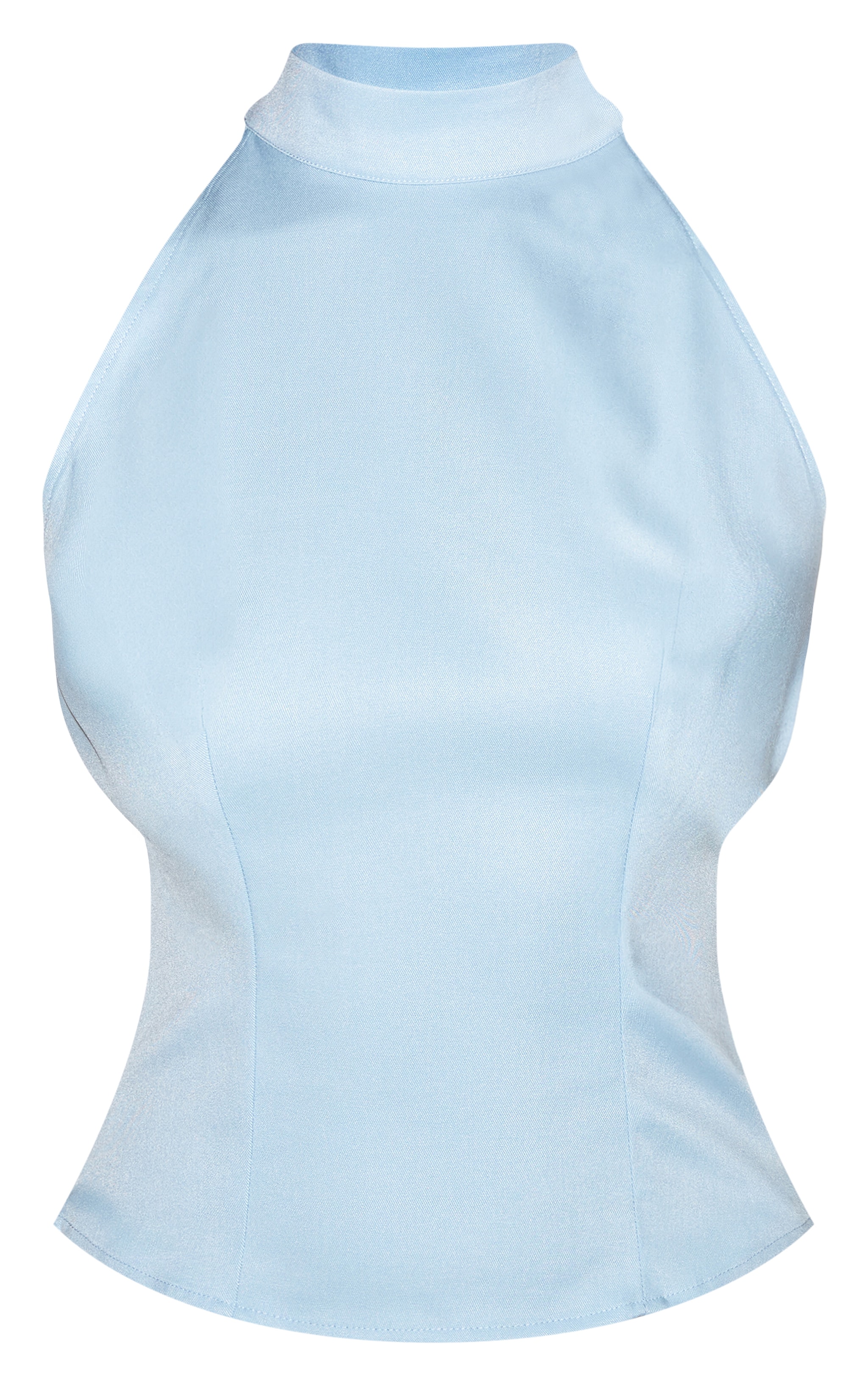 Pale Blue Woven Highneck Tie Detail image 5