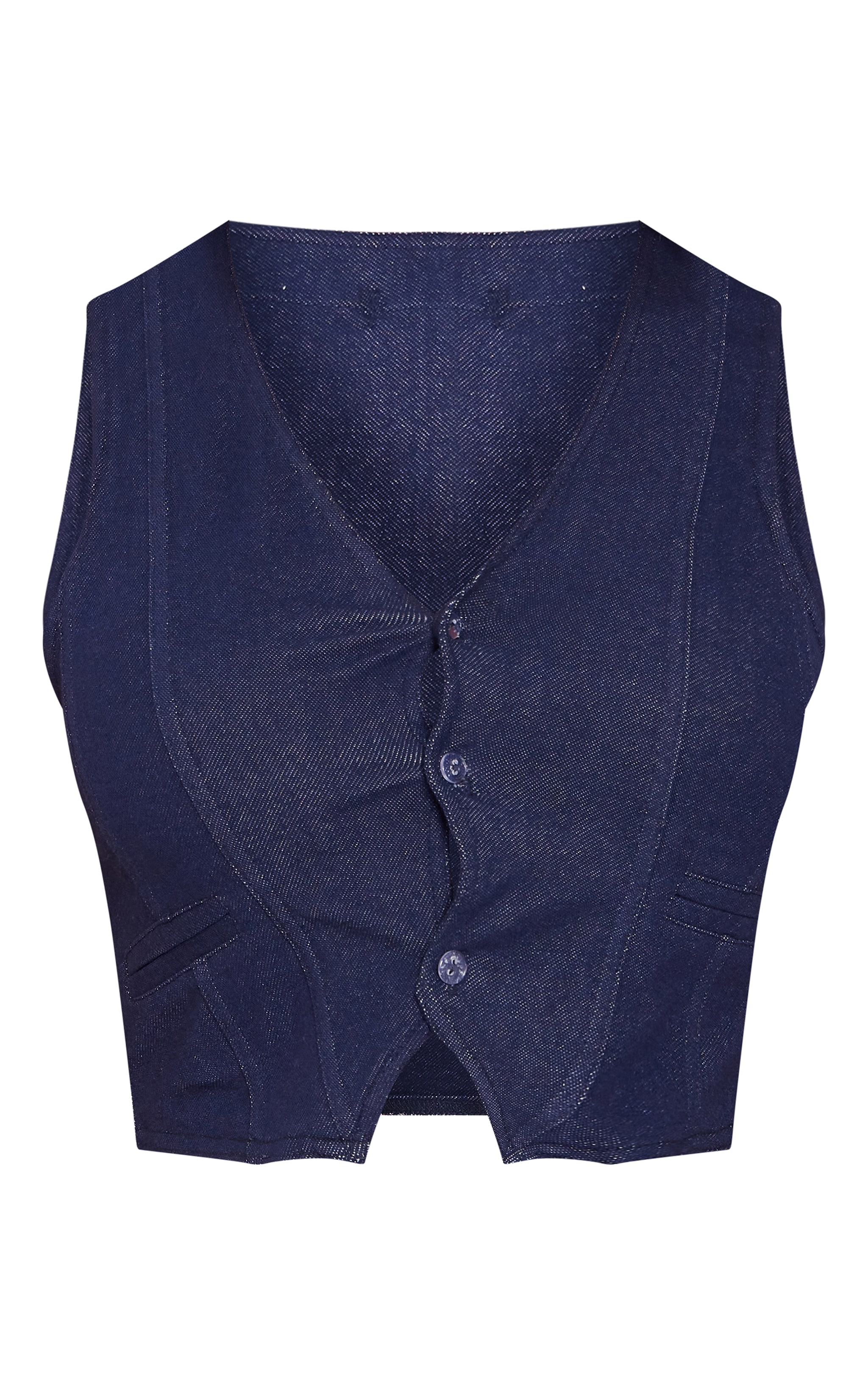 Blue Denim Look Cropped Vest image 5