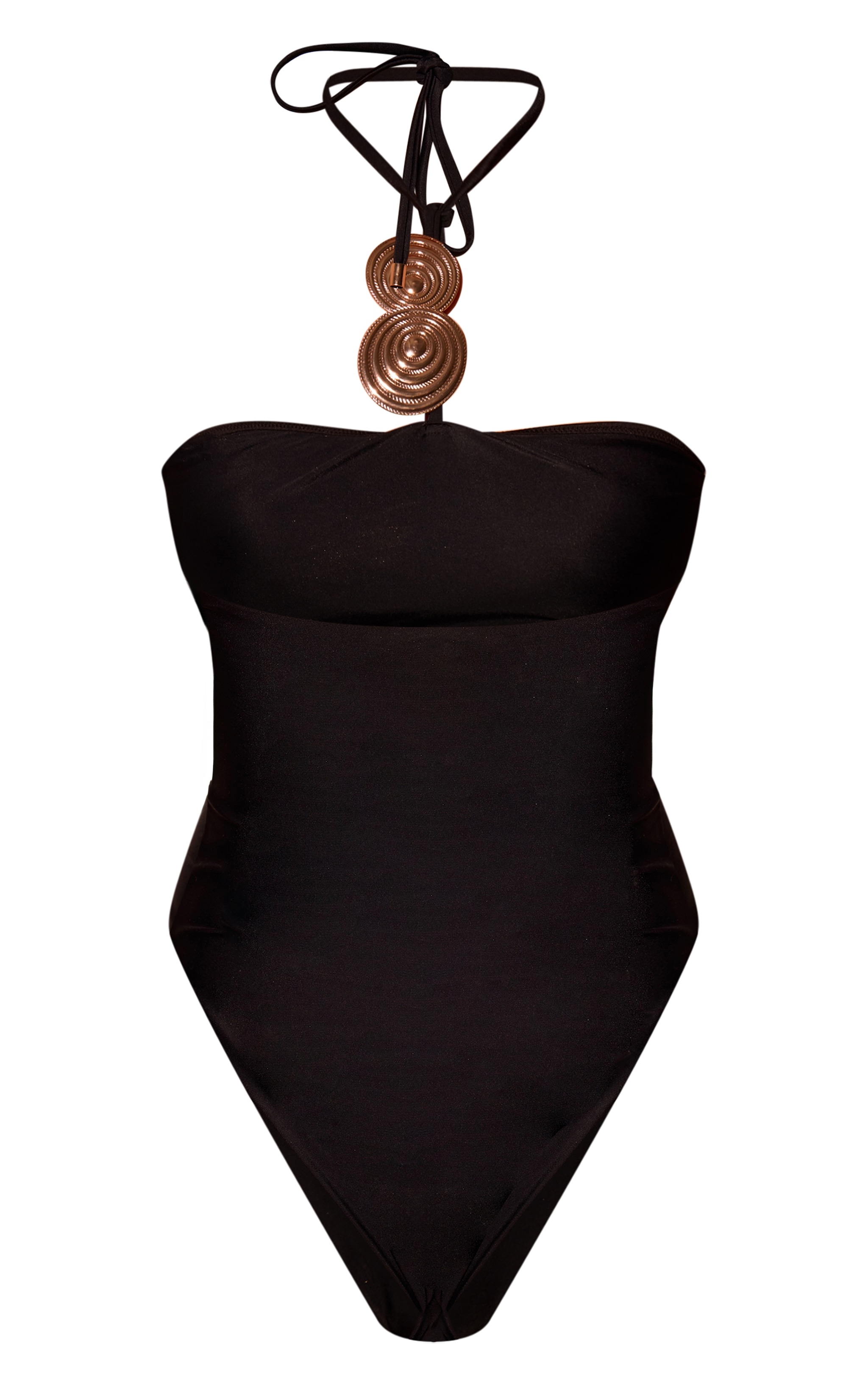 Black Circle Trim Halterneck Swimsuit image 6