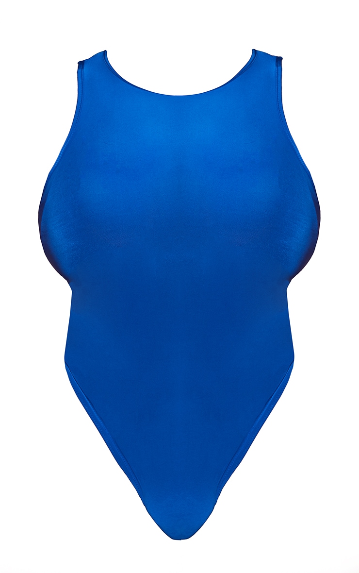 Plus Blue Racer Neck Slinky Bodysuit image 5