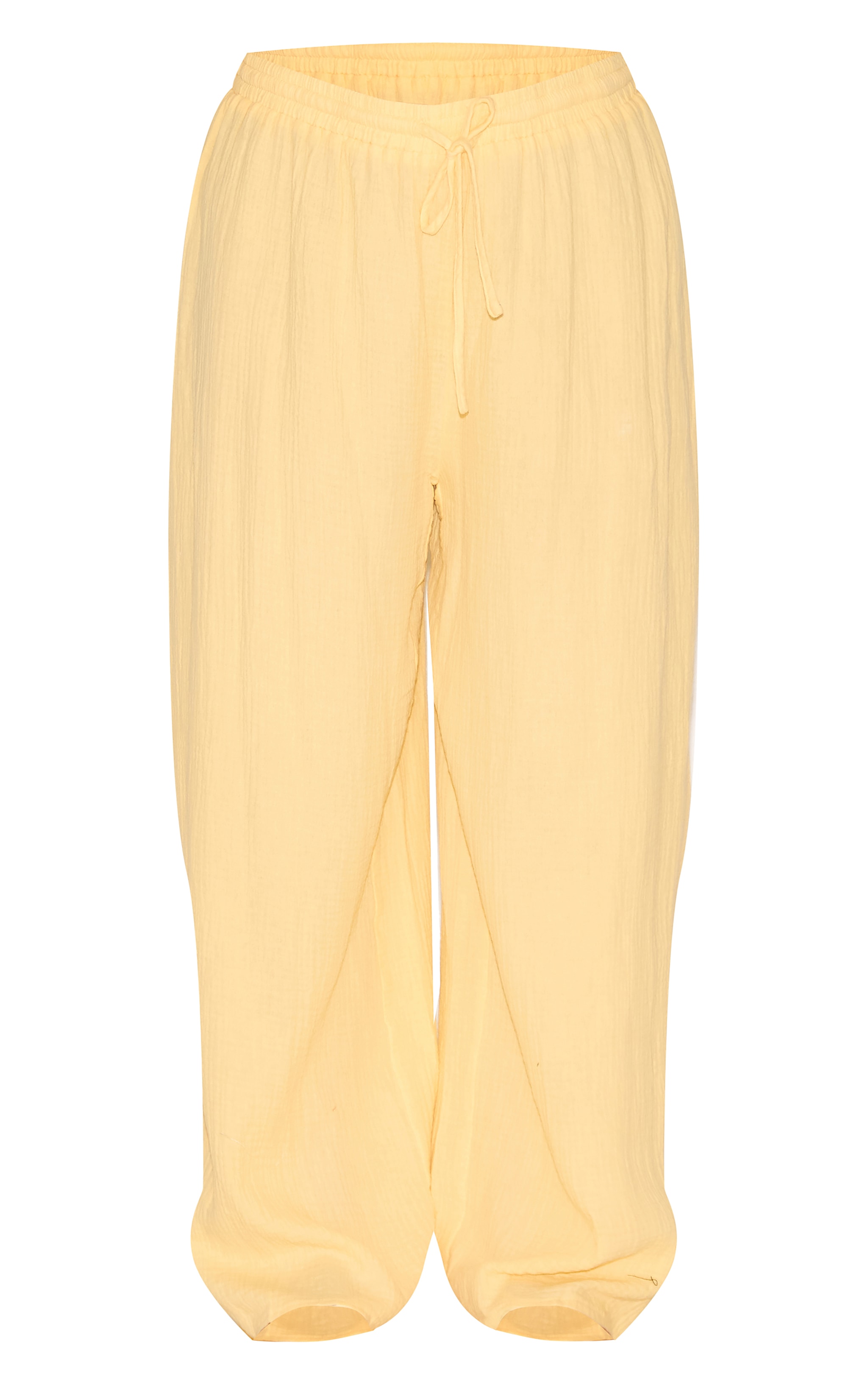 Plus Pantalon large citronné texturé en étamine image 5