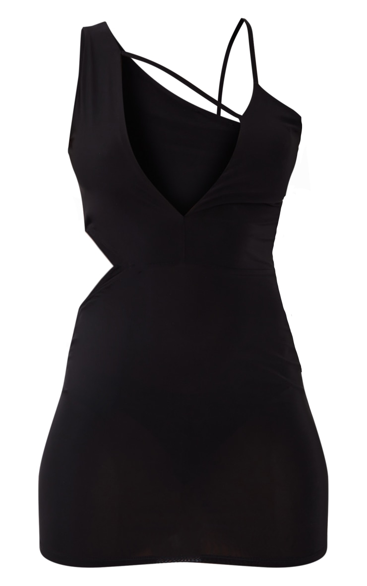 Elegant Printed Strappy Bodycon Silhouette Backless Slit Dress