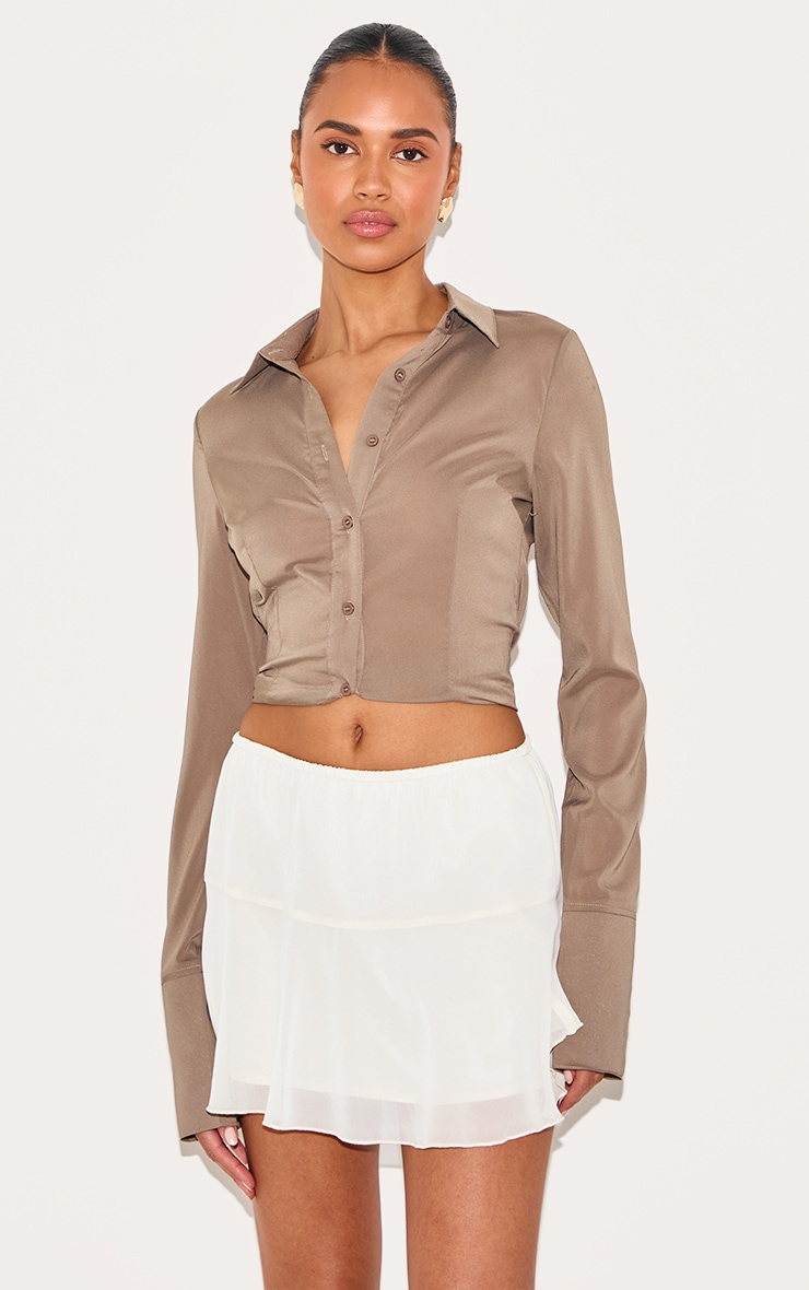 Cream Frill Hem Mini Skirt image 4