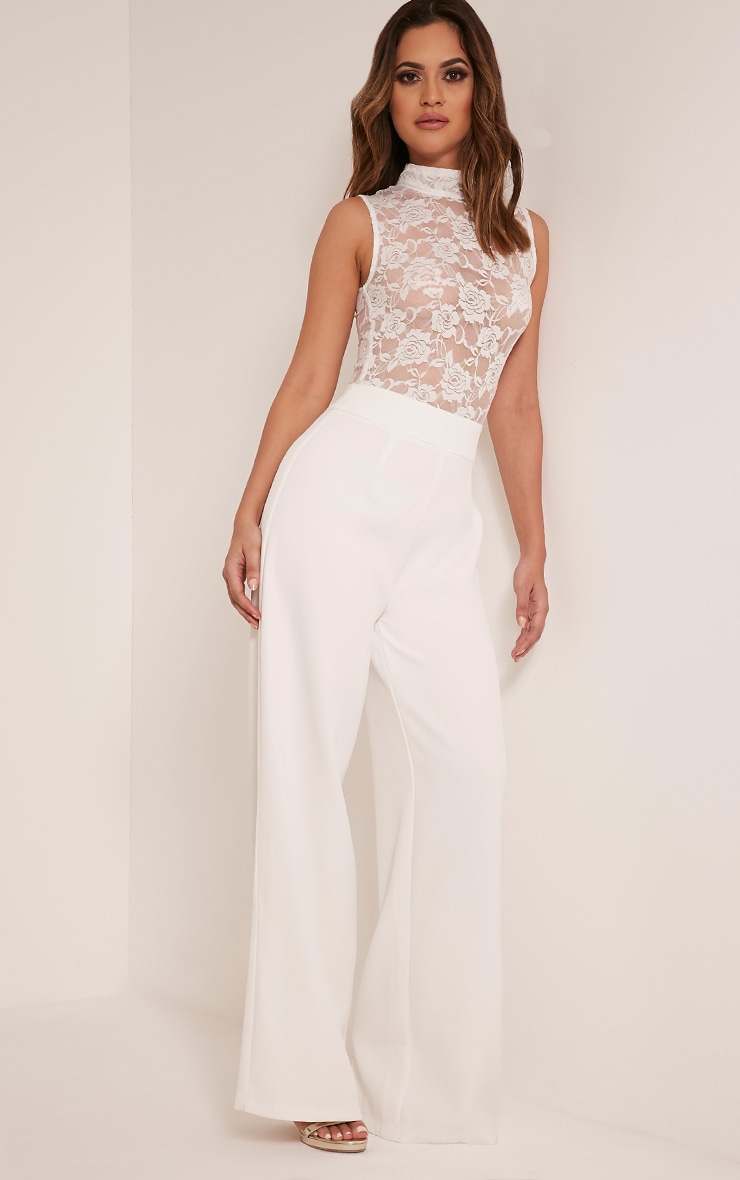white lace top jumpsuit