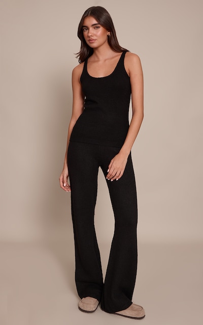 Black Knitted Mid Rise Pant