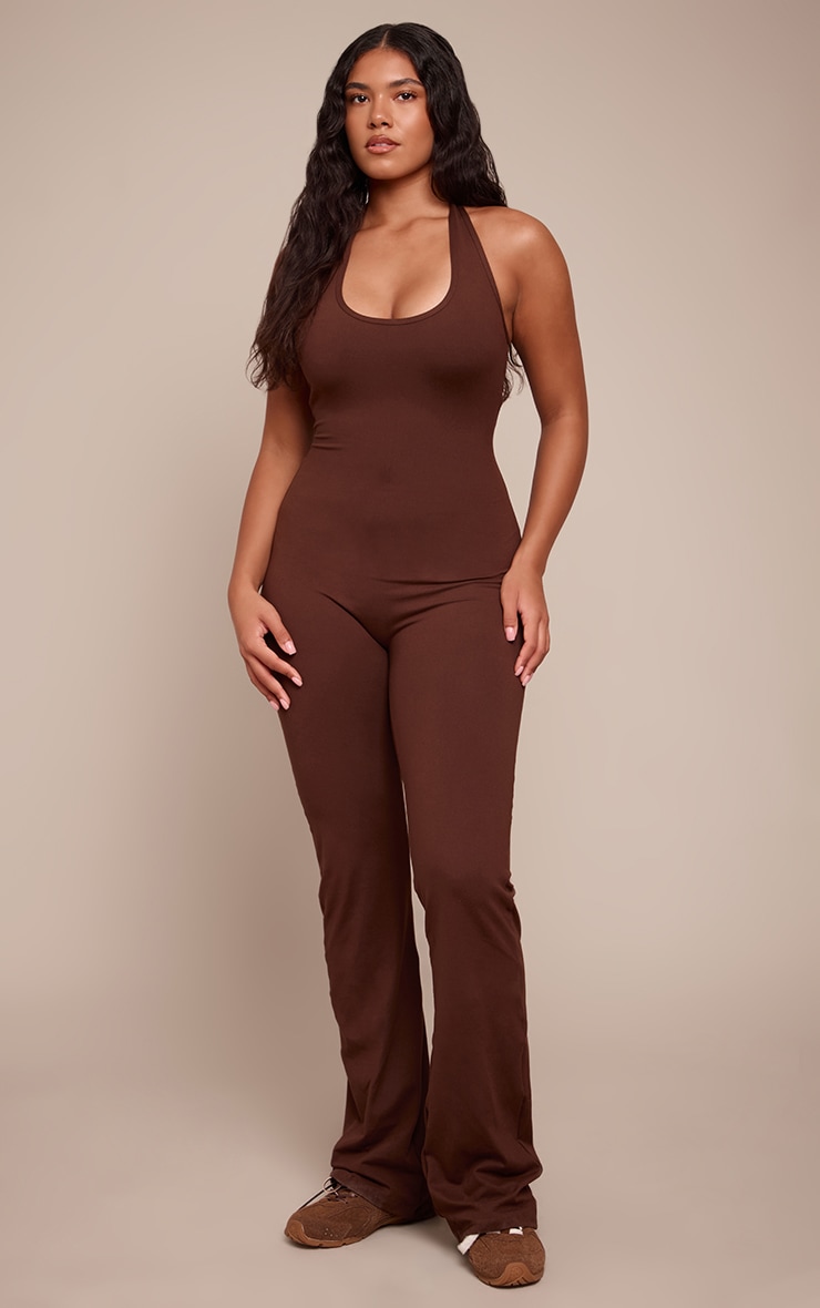 Shape Chocolate Sculpt Halter Neck Flare Jumpsuit image 1
