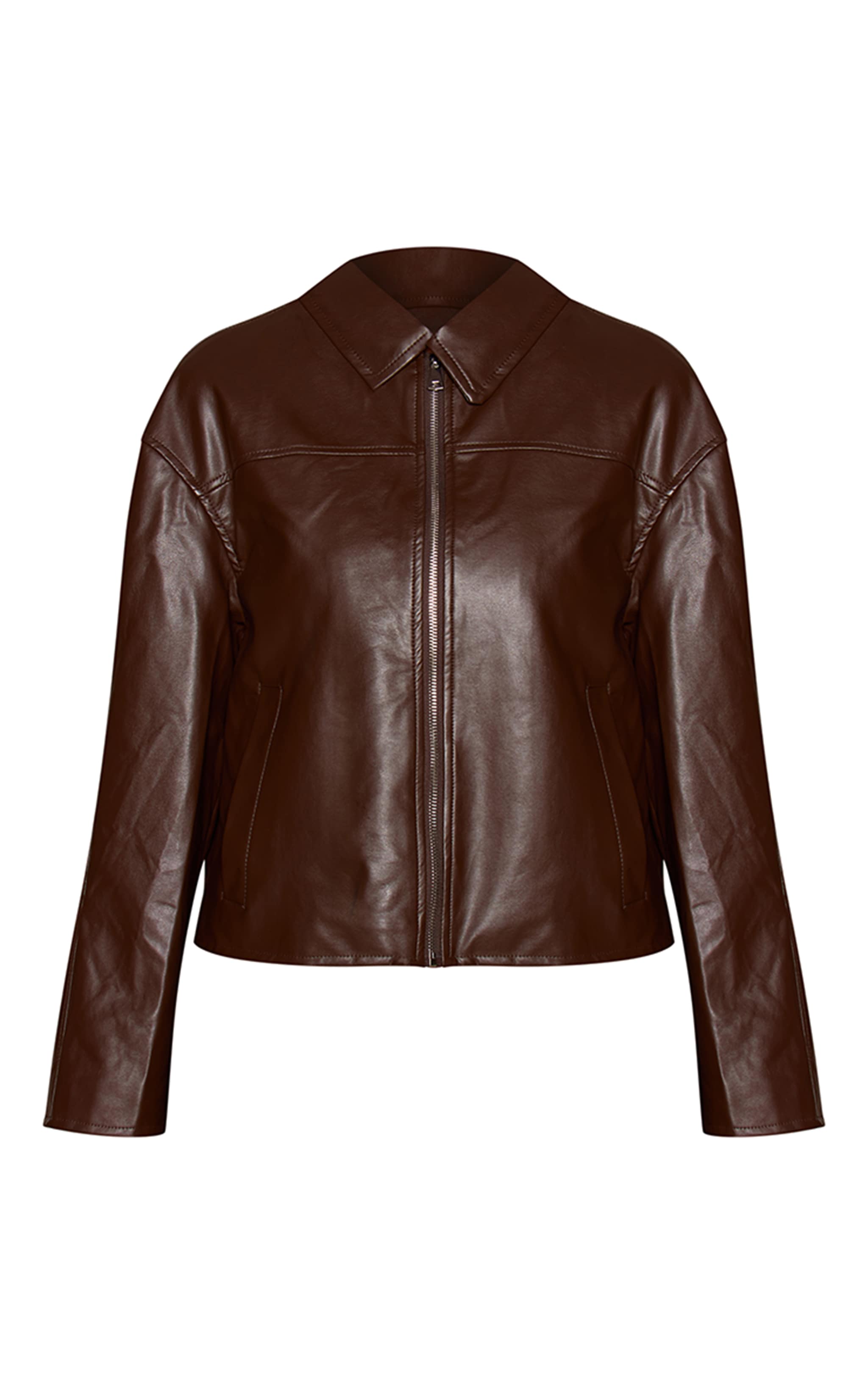 Chocolate Zip Through Pu Jacket image 5