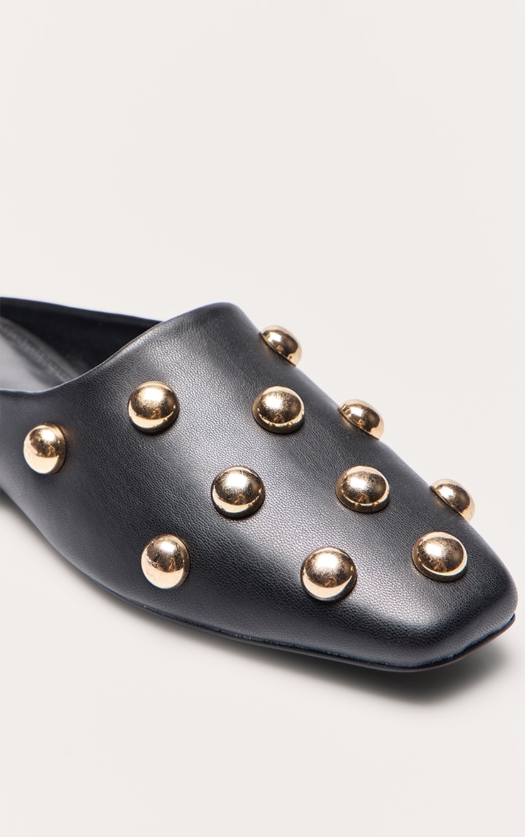 Black Dome Stud Slip On Mules image 5
