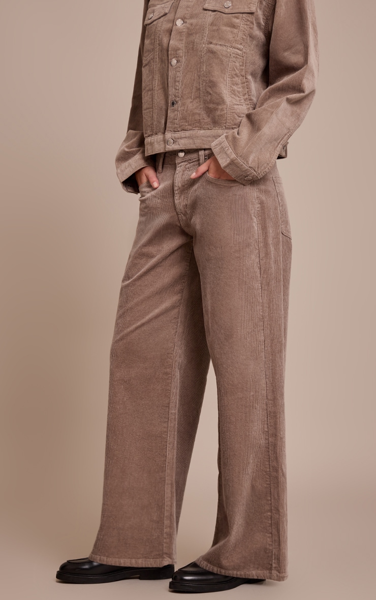 Taupe Cord Wide Leg Jeans image 2