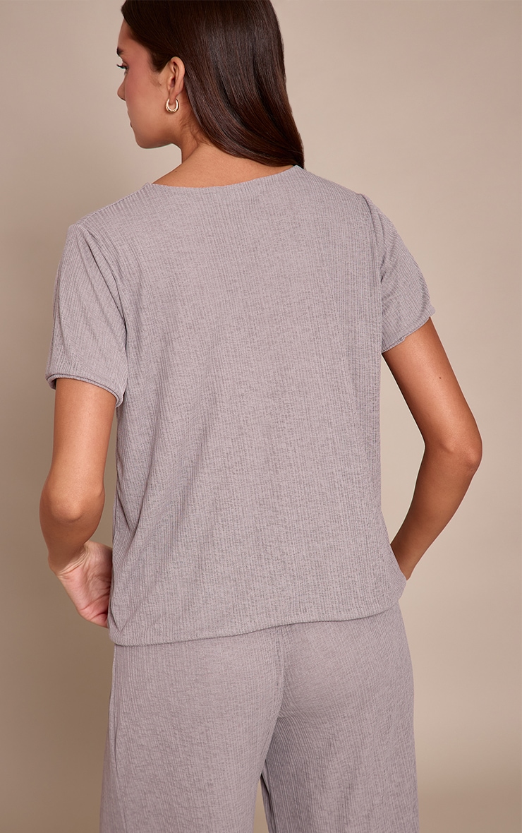 Grey Sheer Textured Flowy Vest Top image 2