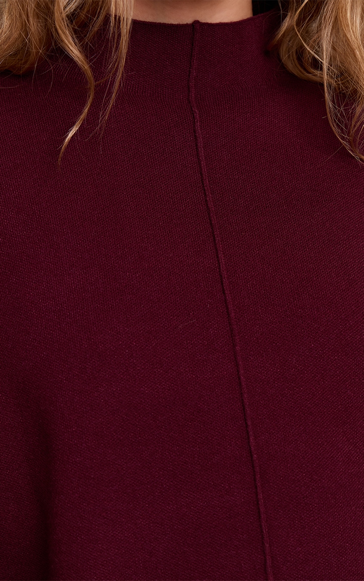 Burgundy Seam Detail Oversized Knitted Jumper image 4