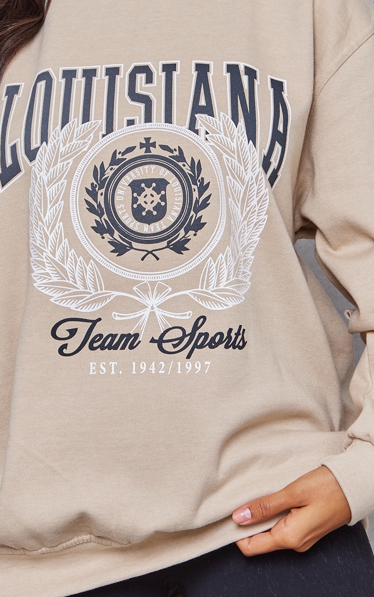 Stone Louisiana Print College Sweatshirt image 4