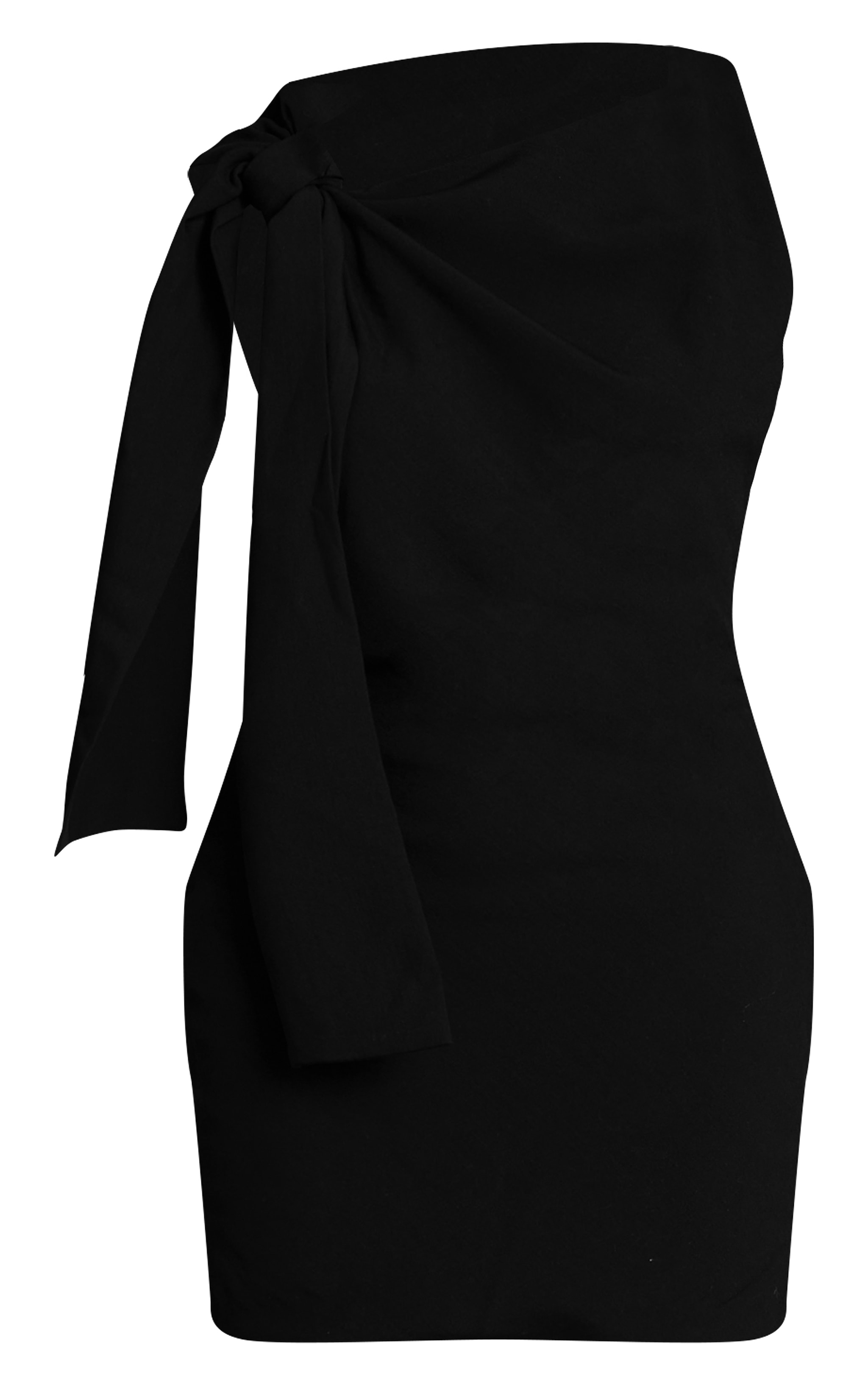 Black Woven Knot Detail Mini Dress image 5