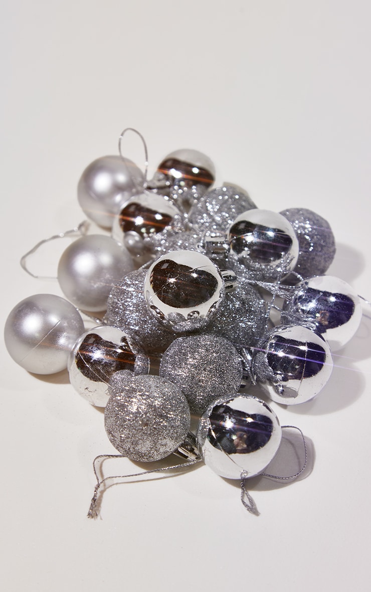 Christmas Silver Small Baubles Set of 20 image 3