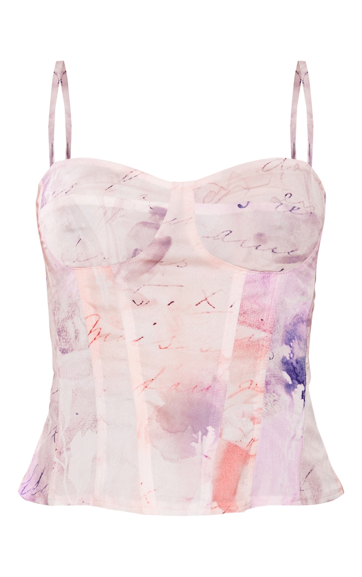 Stone Floral Print Structured Corset Top image 5