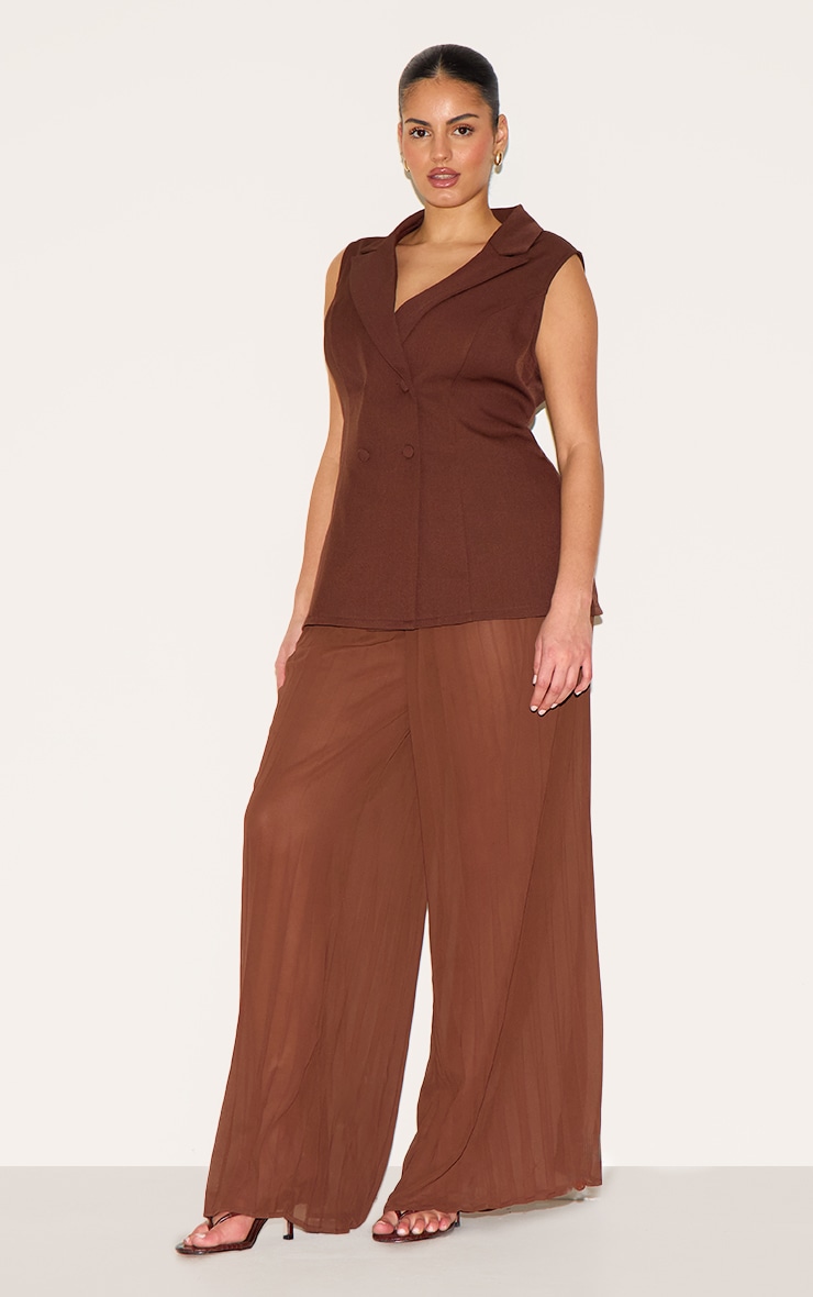Plus Deep Chocolate Vest Overlay Chiffon Jumpsuit image 3