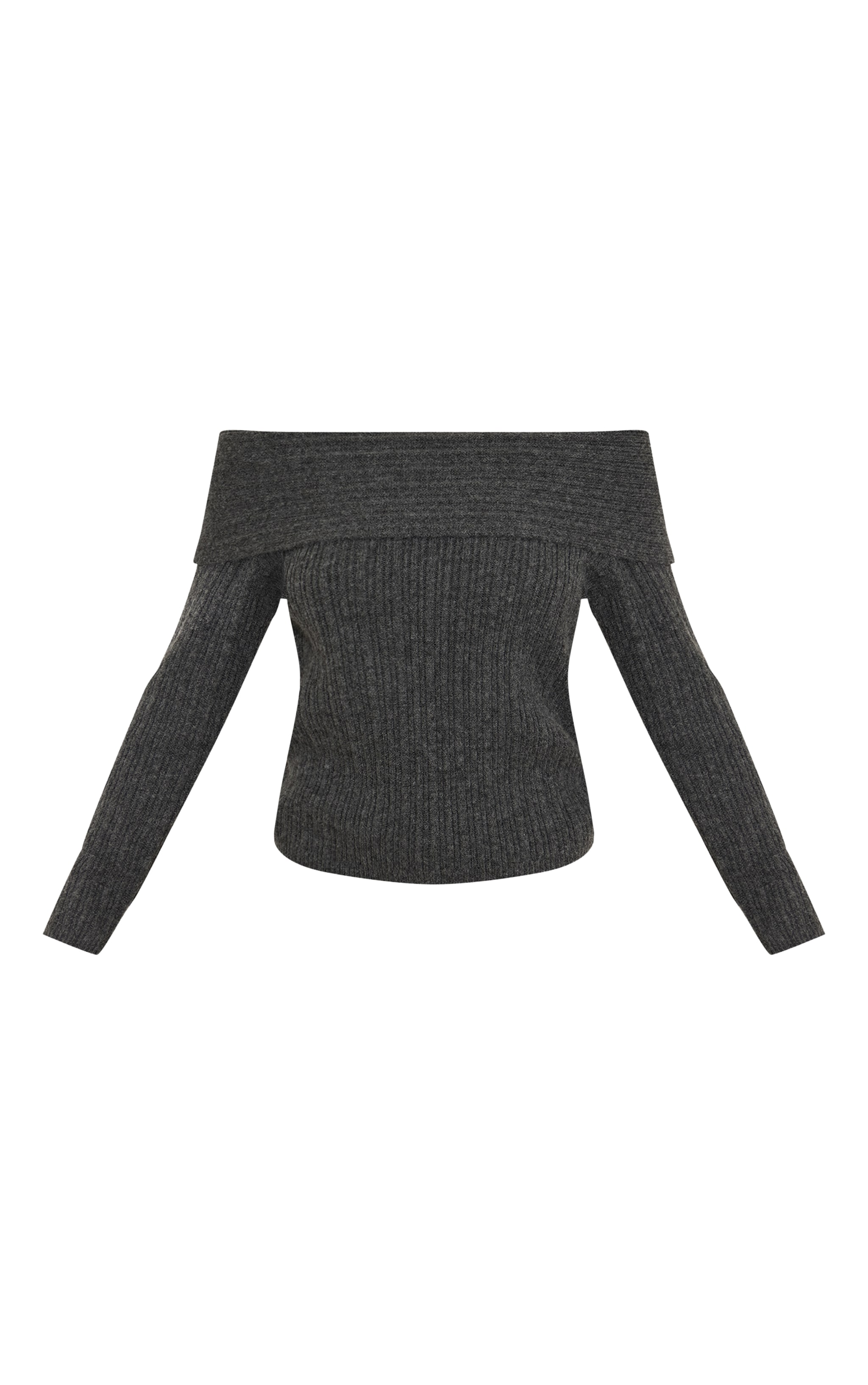 Charcoal Off The Shoulder Knit Long Sleeve Top image 5