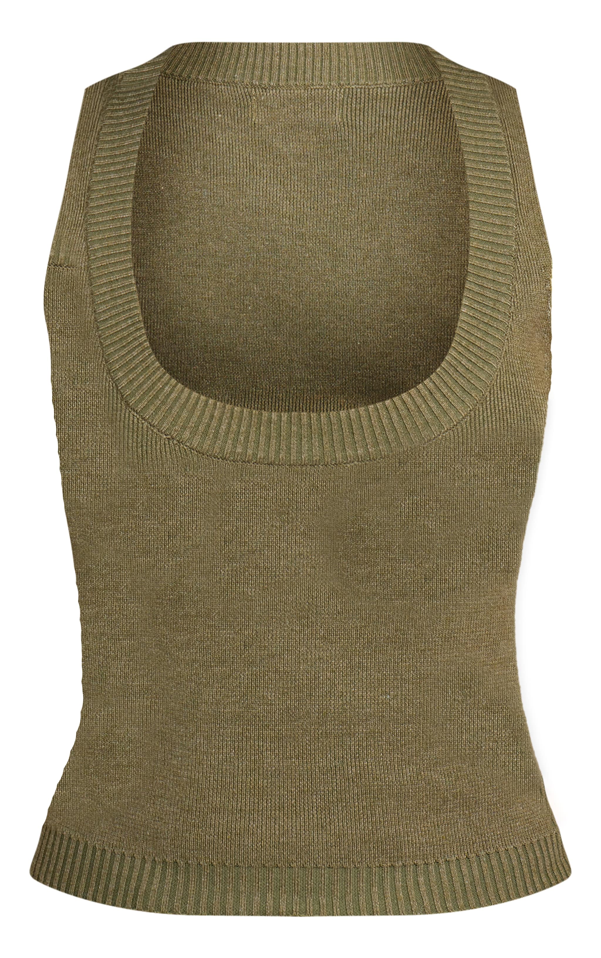 Petite Débardeur en maille tricot côtelée vert olive image 5