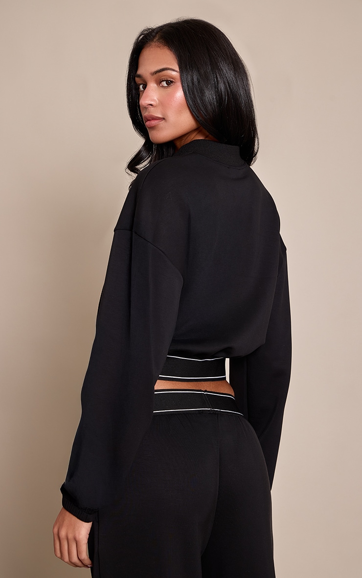 Tall PLT Veste bomber douce noire à taille élastique image 2