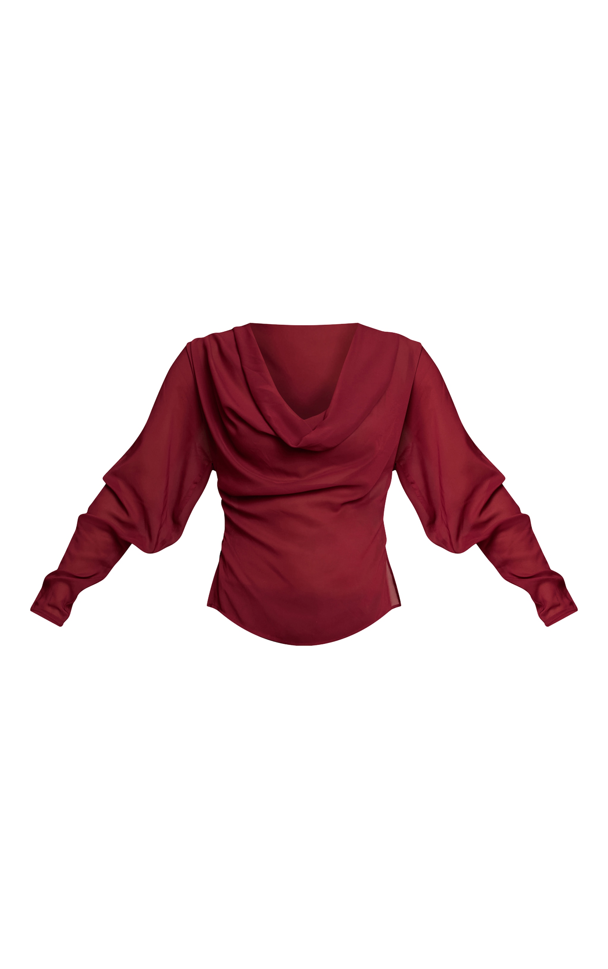 Plum Chiffon Cowl Neck Long Sleeve Blouse image 5