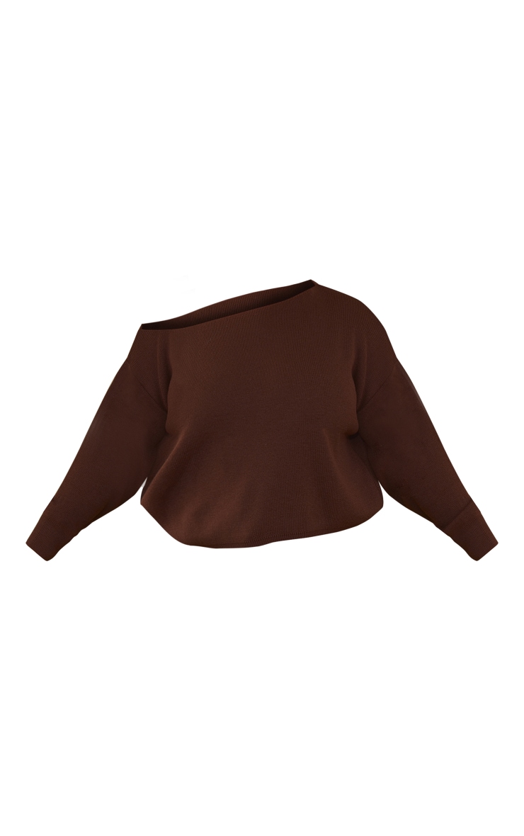 Plus Pull chocolat en maille tricot image 5