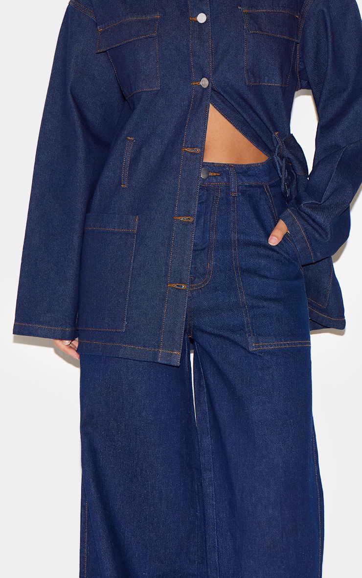 Indigo Wash Mid Rise Wide Leg Style Jeans image 4
