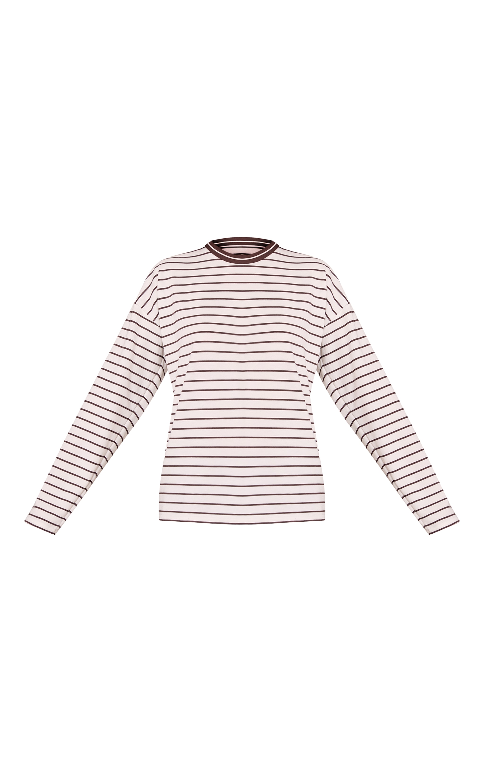 Cream Soft Jersey Striped Oversized T Shirt  image 5