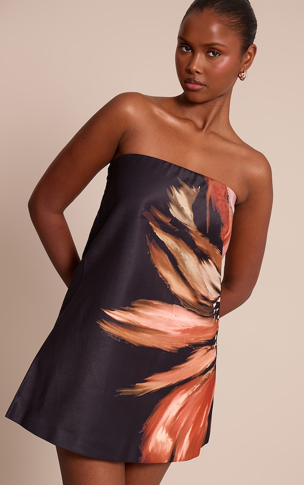 Black Floral Printed Shift Dress