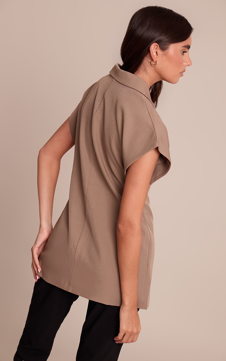 Gilet oversize carré gris champignon à mancherons image 2