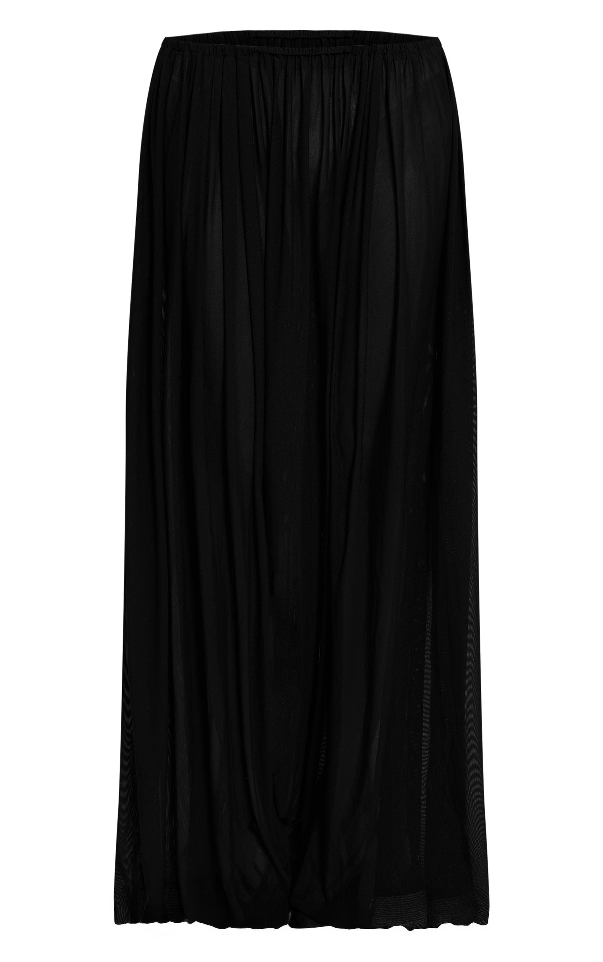 Black Mesh Drape Maxi Skirt image 5