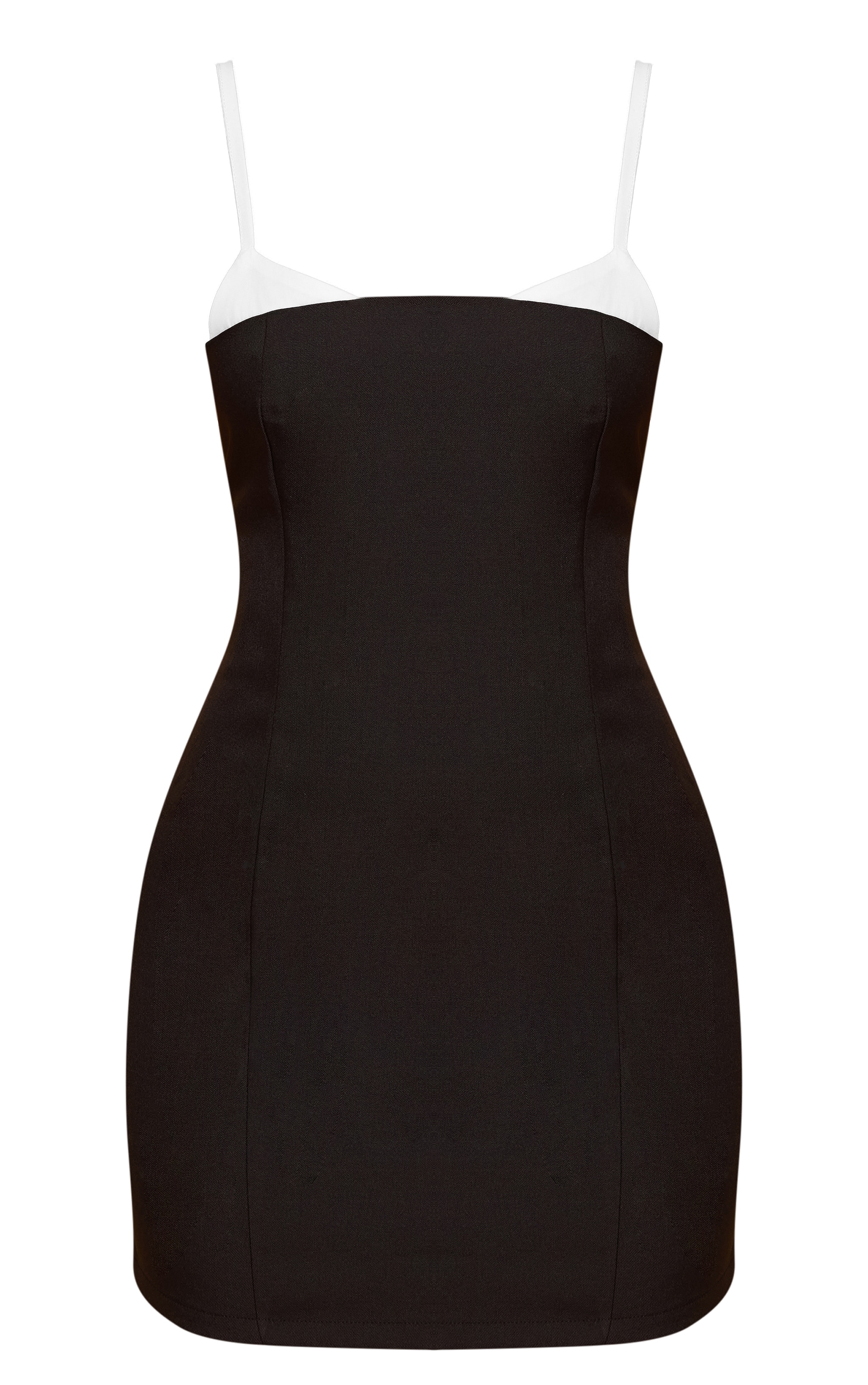 Petite Black Contrast Strappy Woven Mini Dress image 5