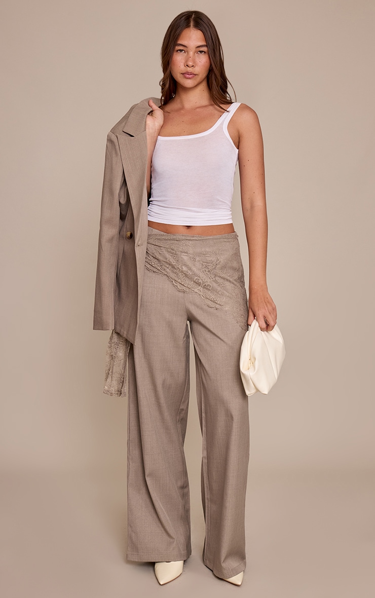 Mushroom Lace Wrap Detail Woven Wide Leg Pants image 2