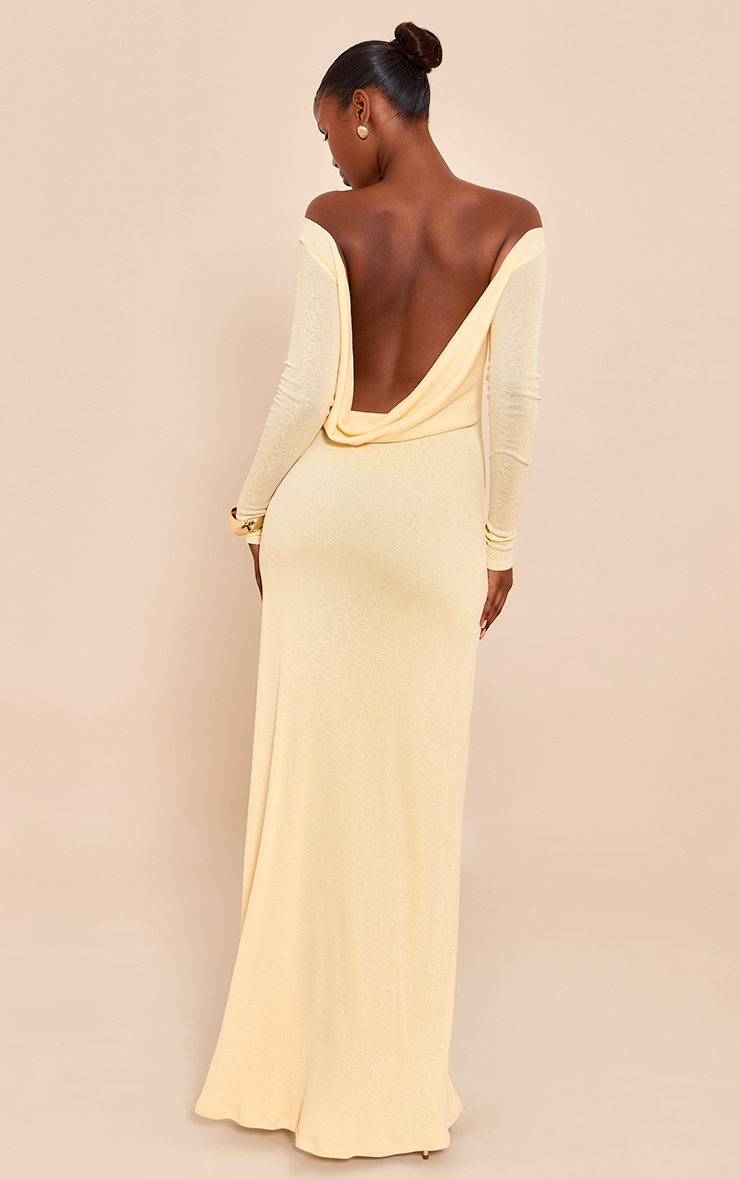 Butter Cream Double Layer Onion Skin Cowl Back Maxi Dress image 2