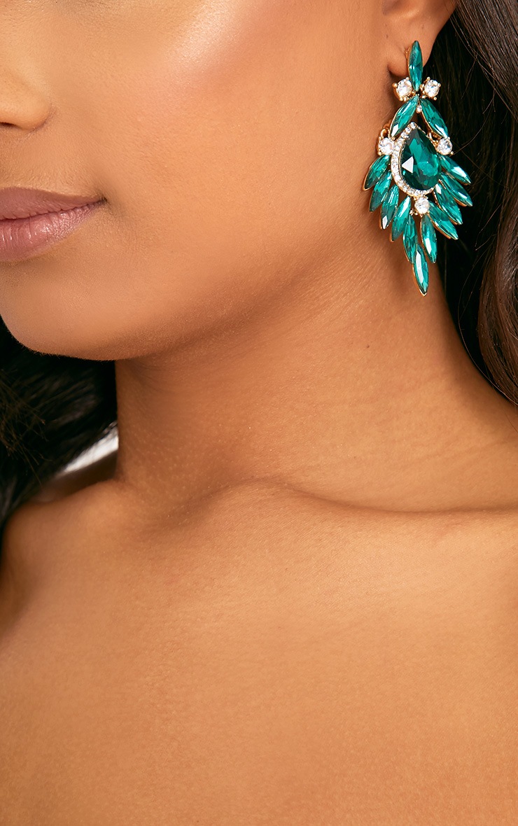 Green Statement Earrings Accessories PrettyLittleThing