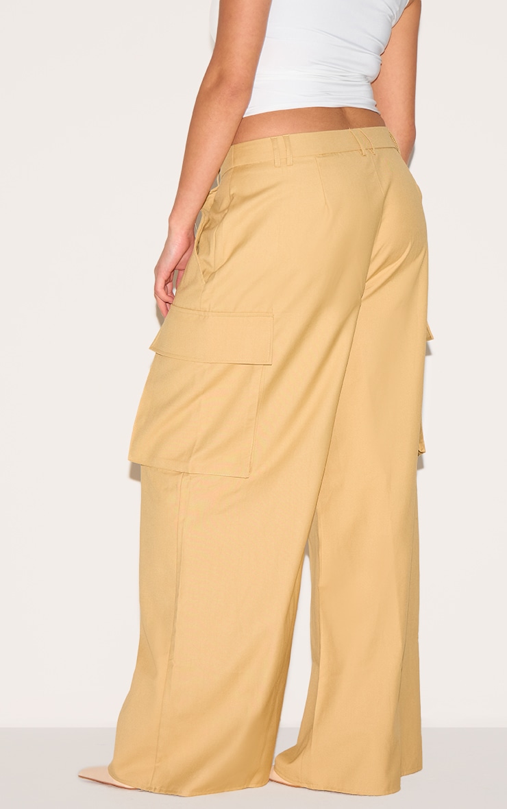 Plus Butterscotch Woven Pocket Detail Straight Leg Pants image 3