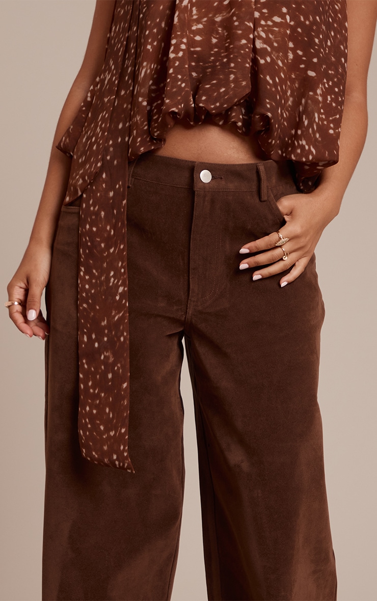 Petite Chocolate Suede Barrel Pants image 4