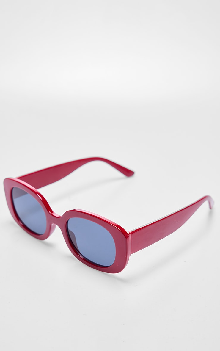 Burgundy Chunky Frame Round Sunglasses image 2