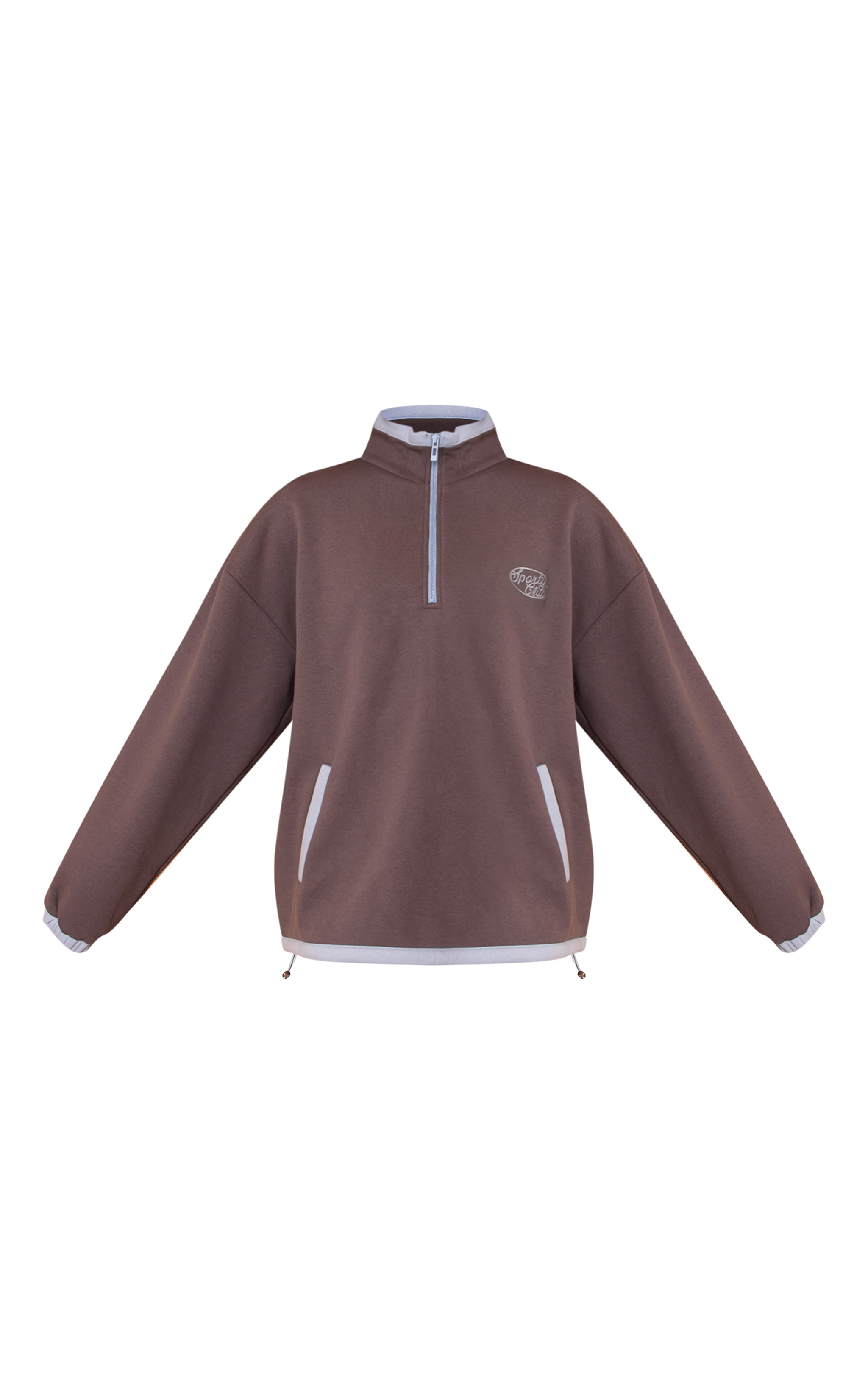 Charcoal Sporty Club Embroidered Quarter Zip Sweatshirt image 5