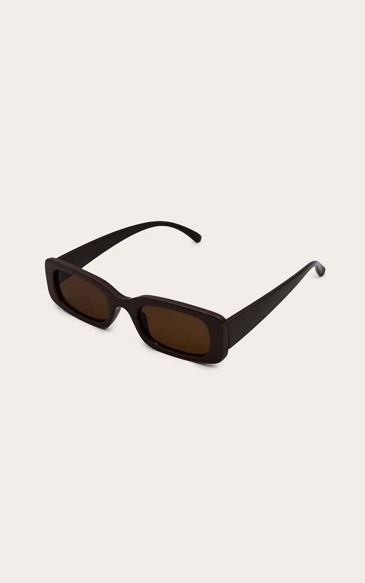 Chocolate Arm Detail Rounded Rectangular Sunglasses image 2