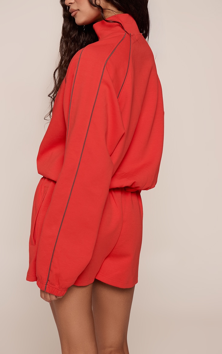 Red Embroidered Interlock Shorts image 3