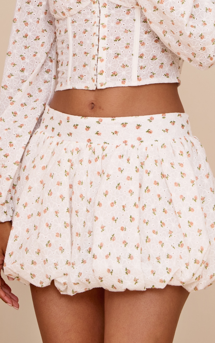 White Rose Ditsy Print Puffball Skirt image 5