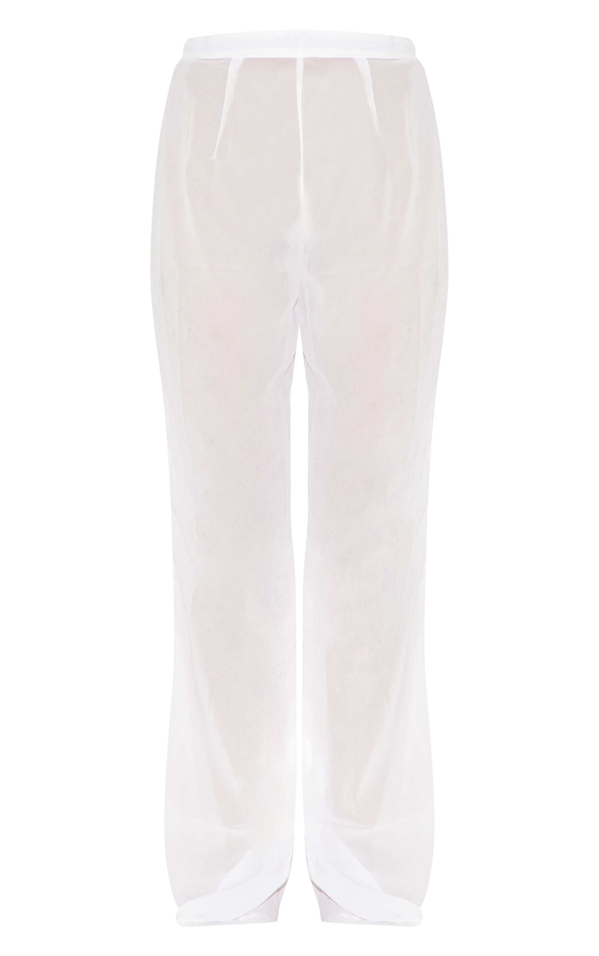 White Chiffon Straight Leg Beach Trousers image 5