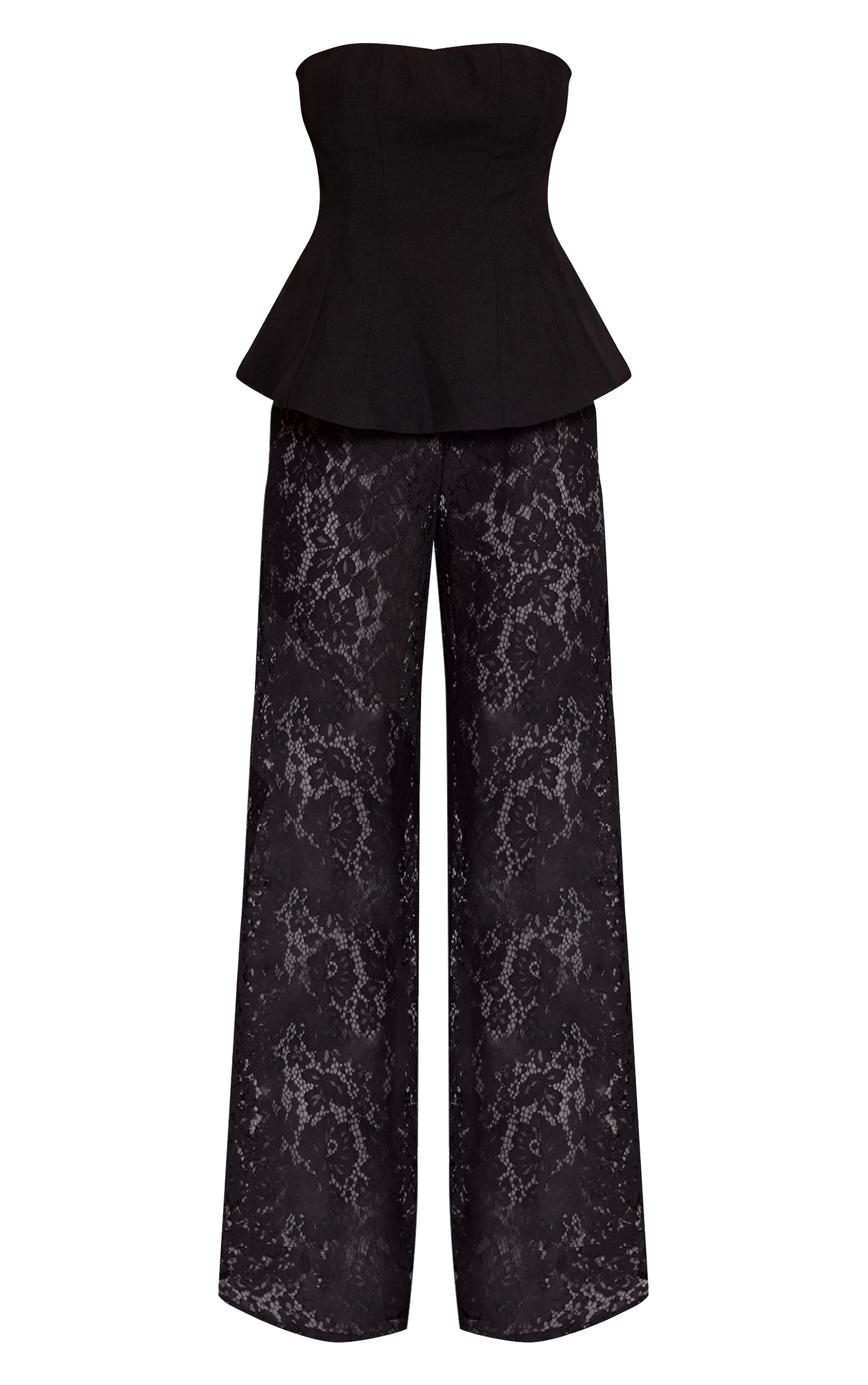 Black Woven Bandeau Lace Leg Jumpsuit image 5