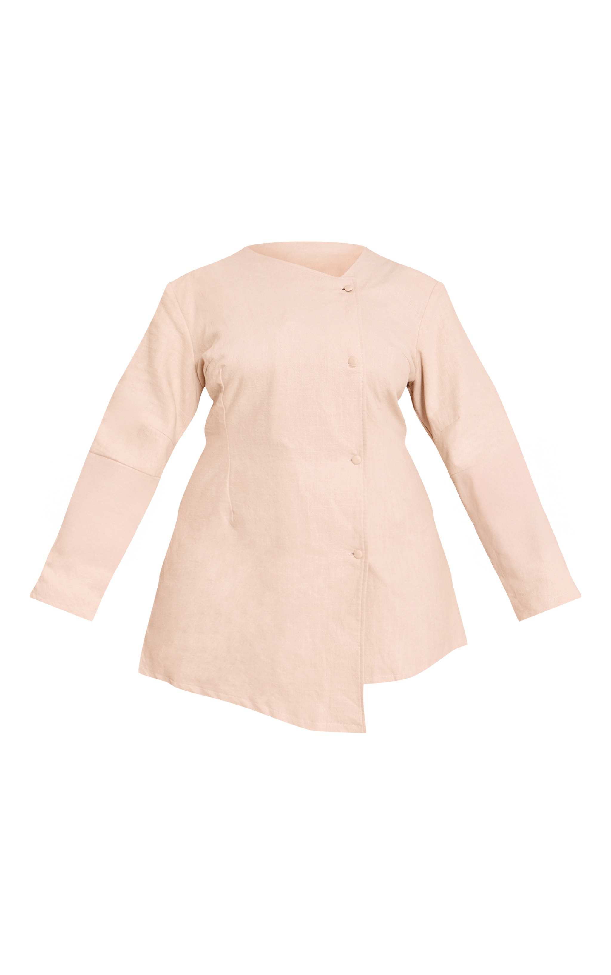 Plus Natural Premium Linen Cinched Waist Cocoon Sleeve Mini Dress image 5