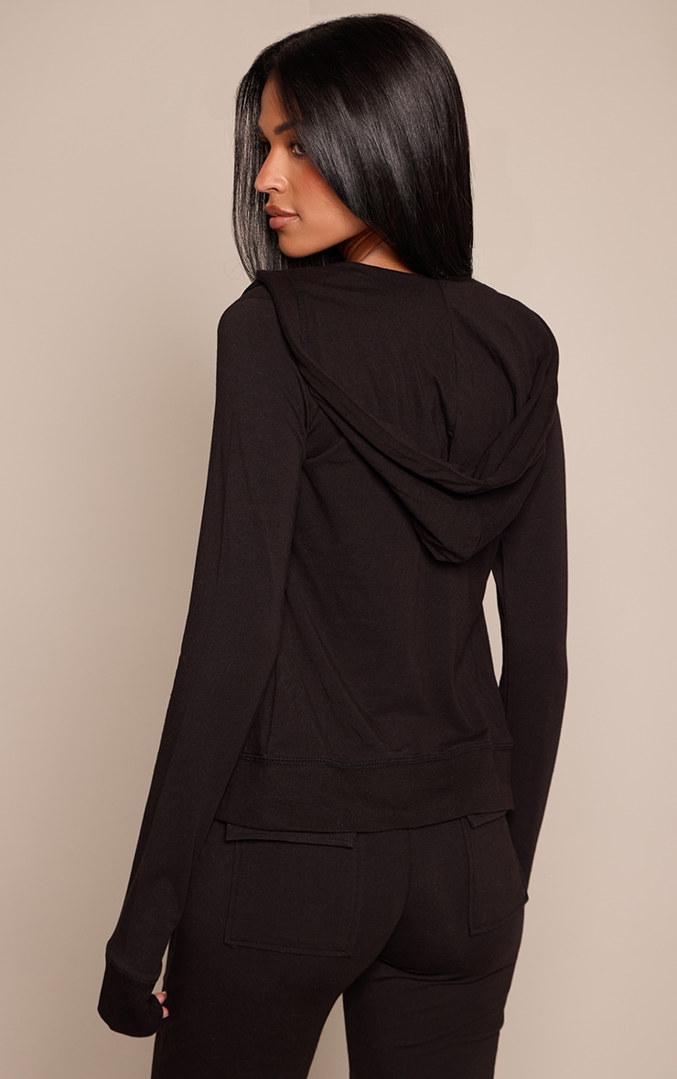 Tall Black Zip Up Fitted Track Jacket image 2