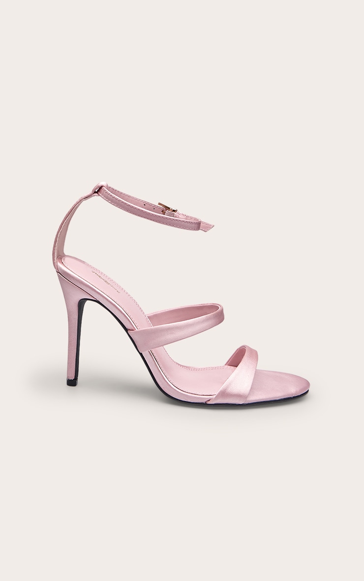 Dusty Pink Satin Double Band High Heel Sandal image 2