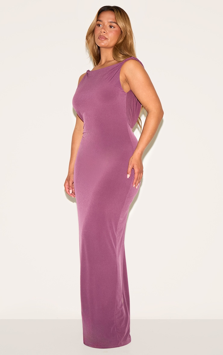 Shape Plum Boat Neck Twist Shoulder Cowl Back Maxi Dress image 3